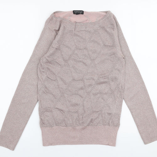 Topshop Womens Pink Round Neck  Viscose Pullover Jumper Size 8