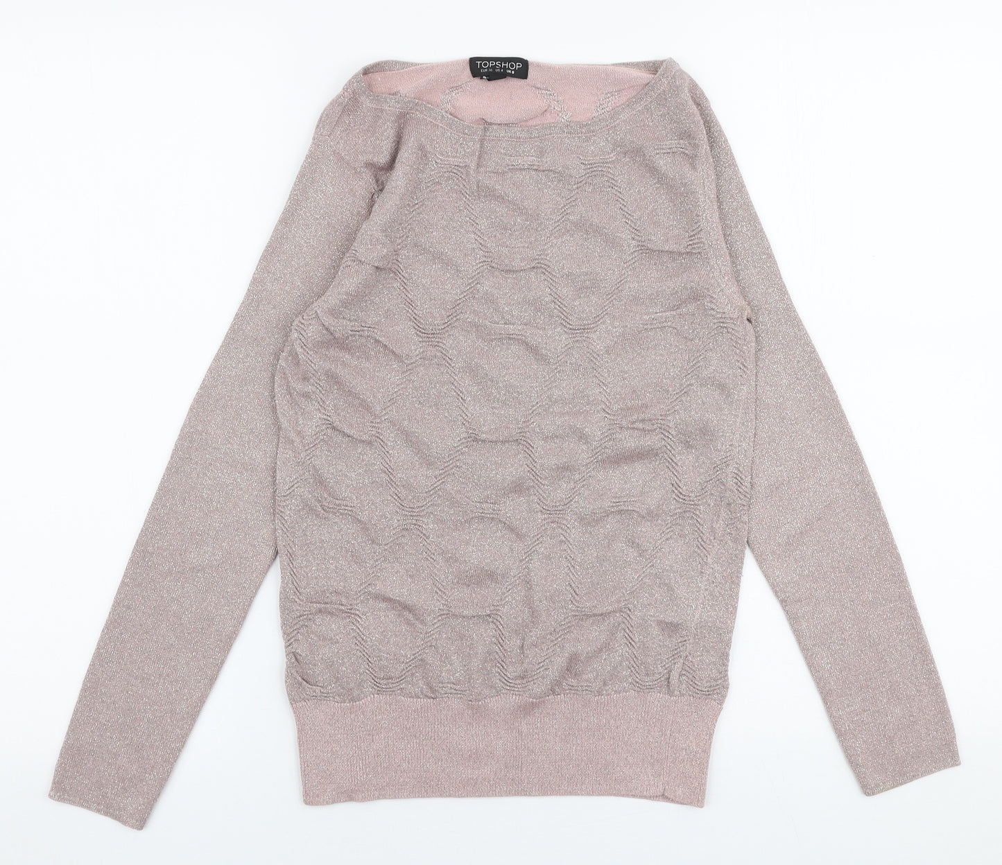 Topshop Womens Pink Round Neck  Viscose Pullover Jumper Size 8