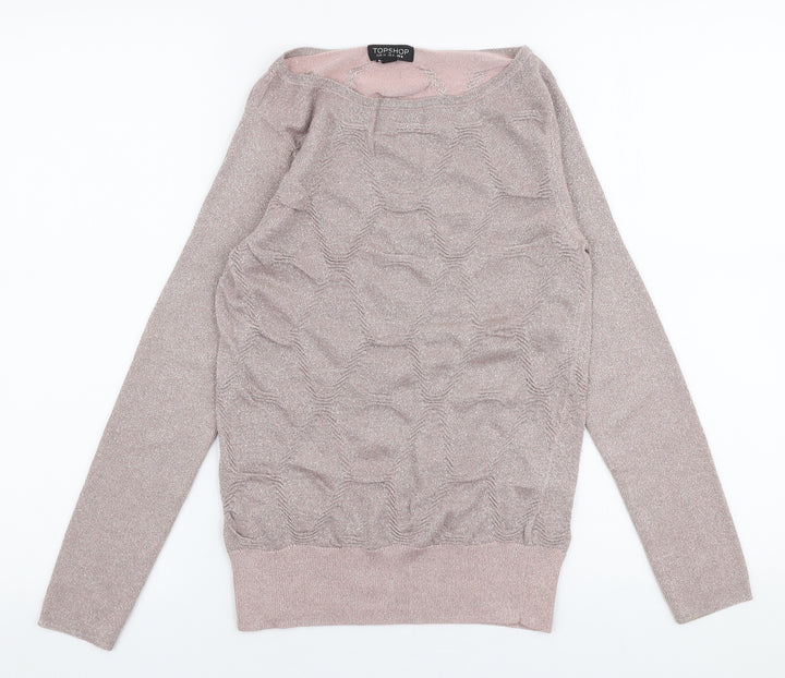 Topshop Womens Pink Round Neck  Viscose Pullover Jumper Size 8