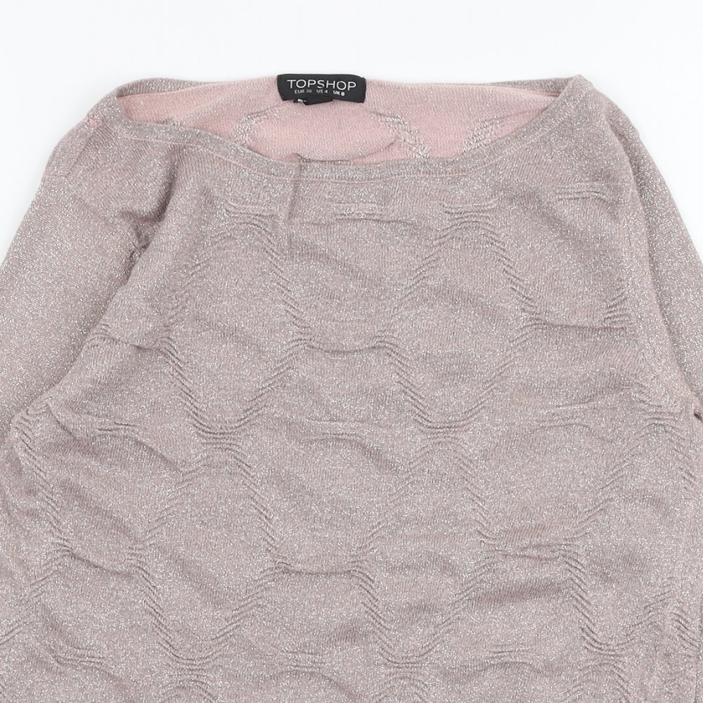 Topshop Womens Pink Round Neck  Viscose Pullover Jumper Size 8