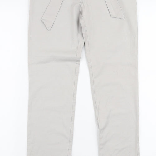 Warehouse Womens Grey  Viscose Trousers  Size 6 L28 in Slim Zip