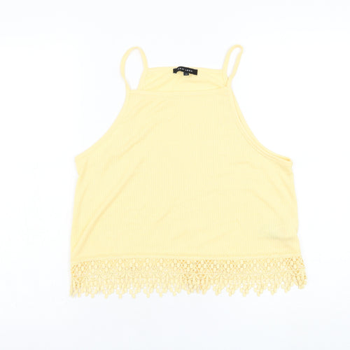 New Look Womens Yellow  Polyester Basic Tank Size 12 Square Neck