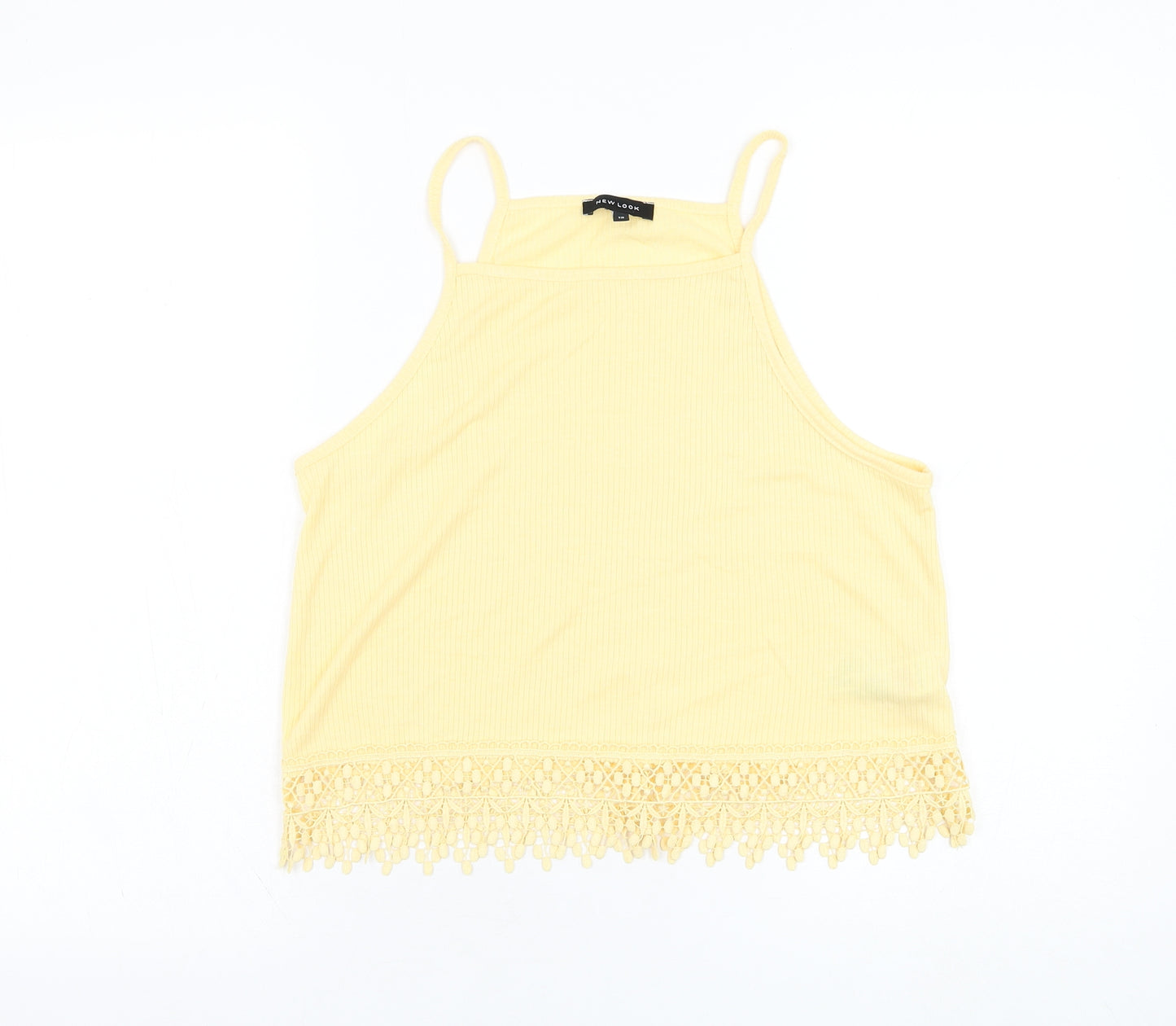New Look Womens Yellow  Polyester Basic Tank Size 12 Square Neck