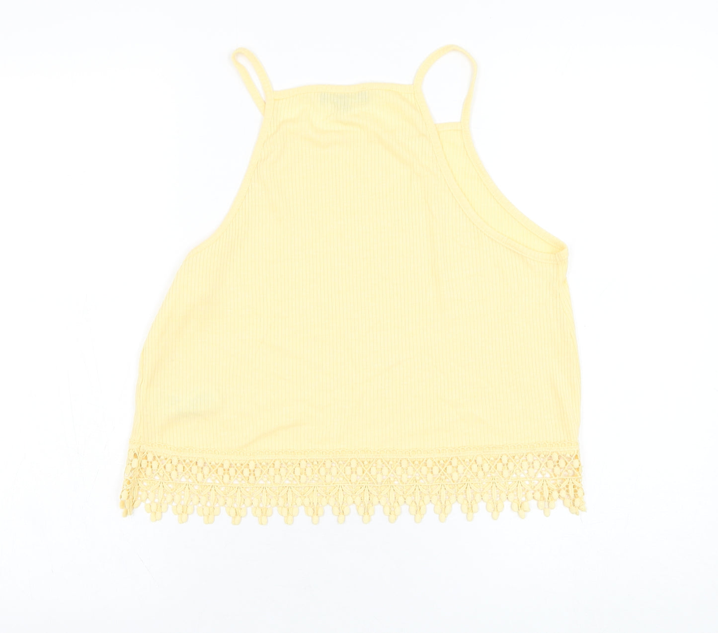New Look Womens Yellow  Polyester Basic Tank Size 12 Square Neck