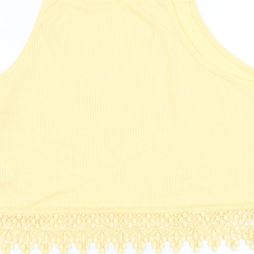 New Look Womens Yellow  Polyester Basic Tank Size 12 Square Neck