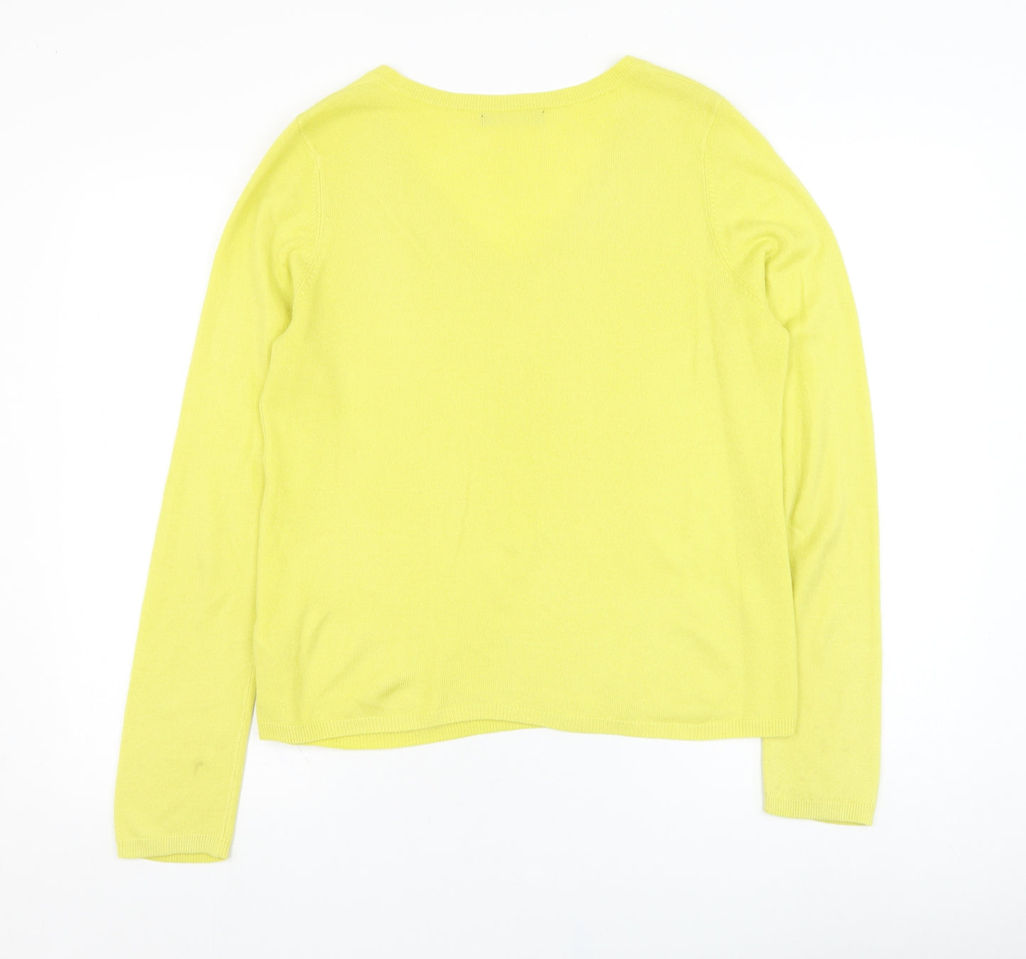 Marks and Spencer Womens Yellow V-Neck  Acrylic Pullover Jumper Size 12