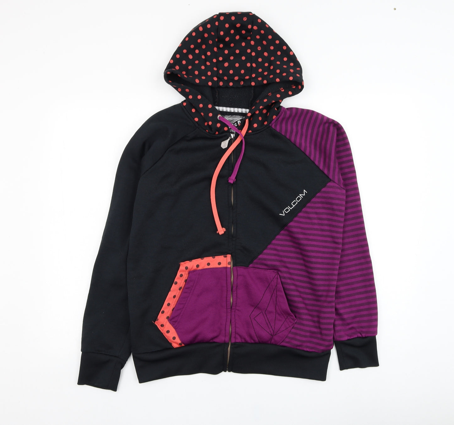 Volcom Womens Black  Polyester Full Zip Hoodie Size M  Zip