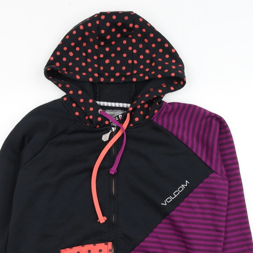 Volcom Womens Black  Polyester Full Zip Hoodie Size M  Zip