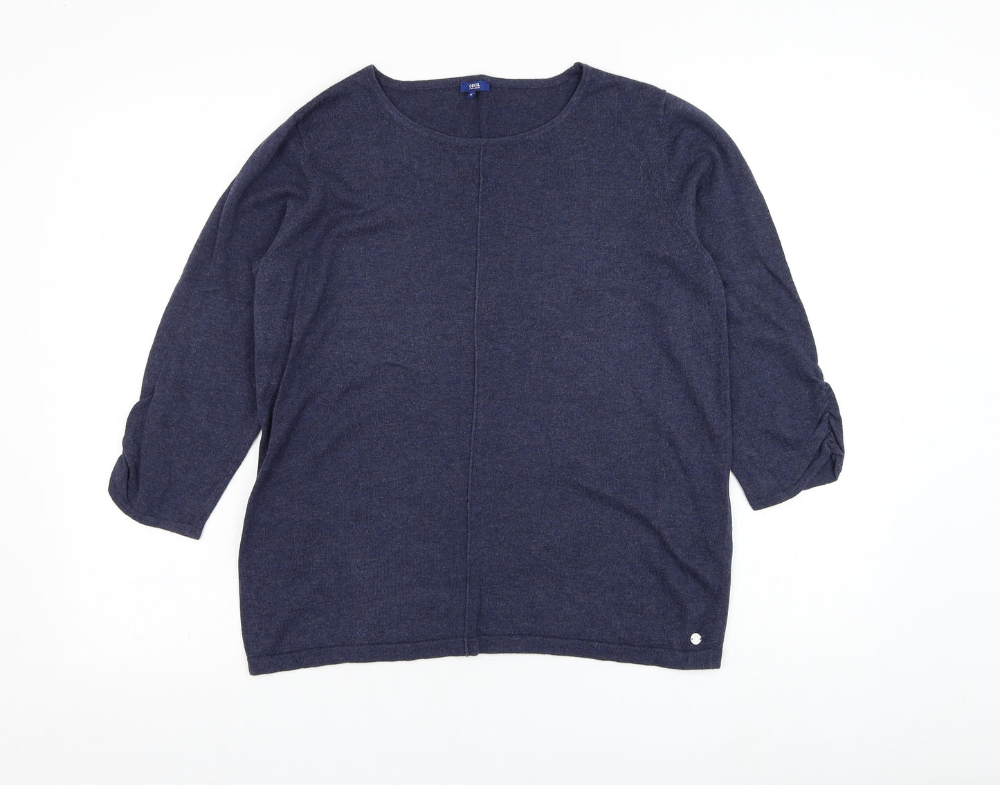 Cecil Womens Blue Round Neck  Cotton Pullover Jumper Size M