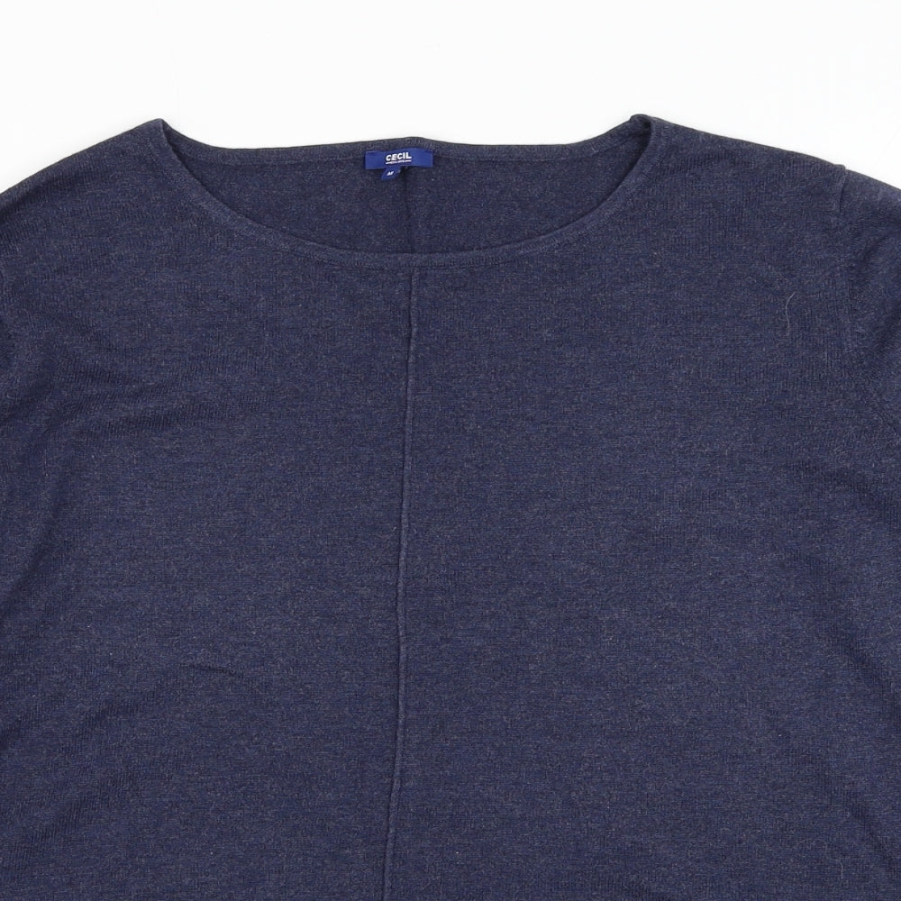 Cecil Womens Blue Round Neck  Cotton Pullover Jumper Size M