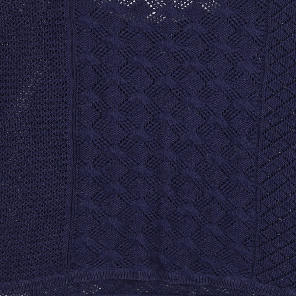 Monsoon Womens Blue Round Neck  Cotton Pullover Jumper Size M