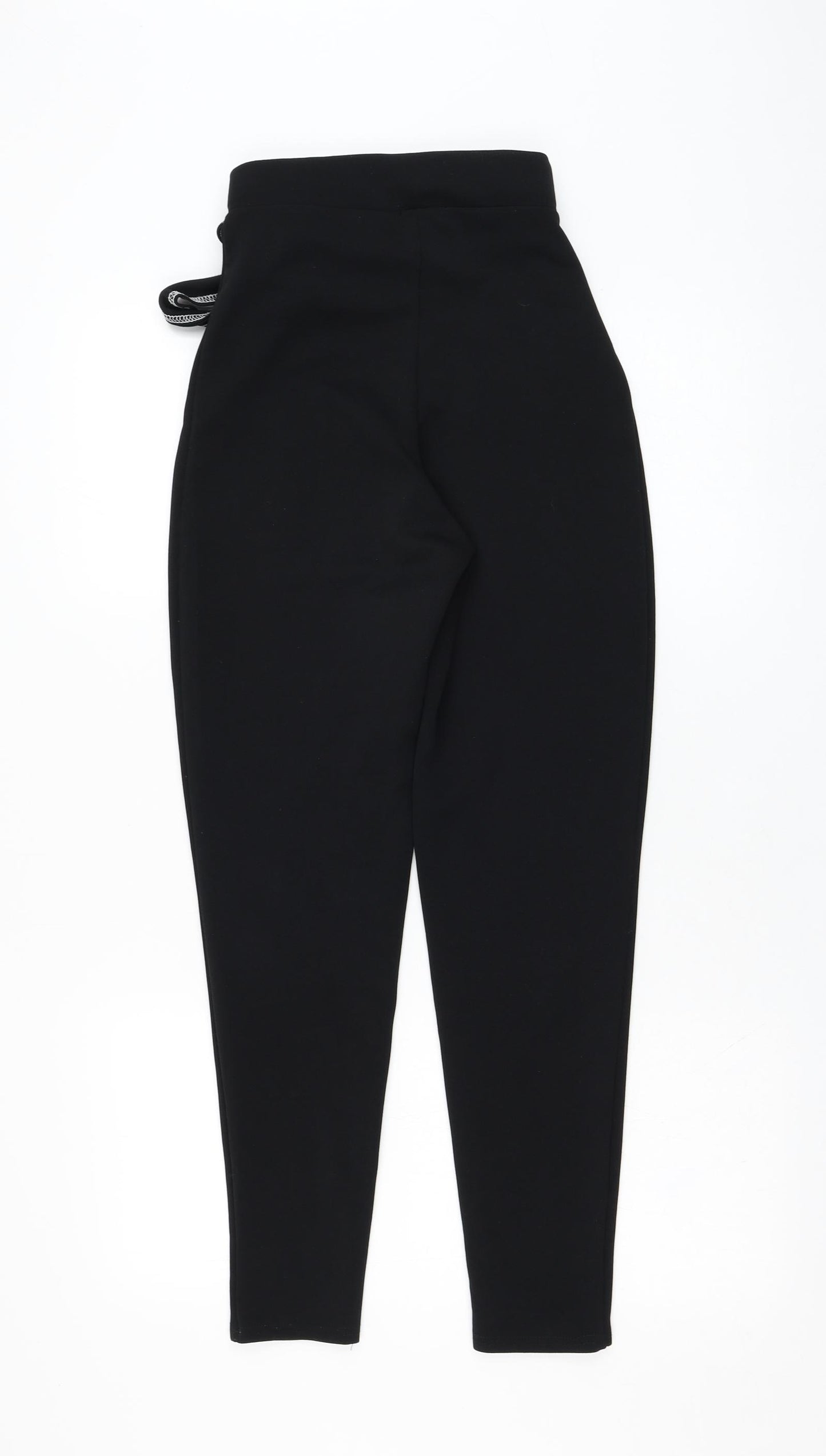 PRETTYLITTLETHING Womens Black  Polyester Carrot Trousers Size 6 L27 in Regular