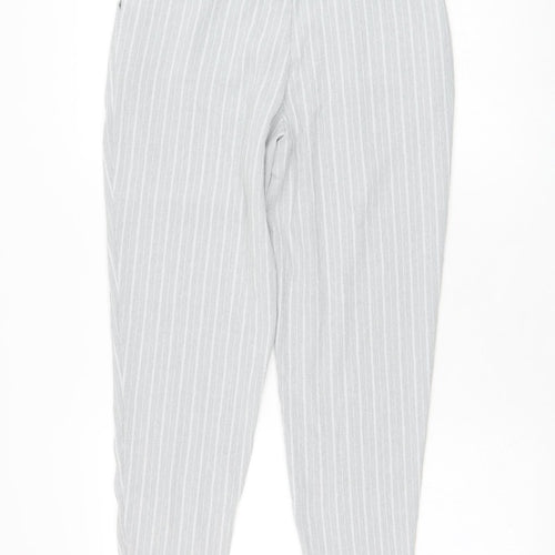 New Look Womens Grey Striped Polyester Carrot Trousers Size 8 L26 in Regular Zip