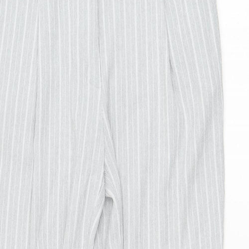 New Look Womens Grey Striped Polyester Carrot Trousers Size 8 L26 in Regular Zip