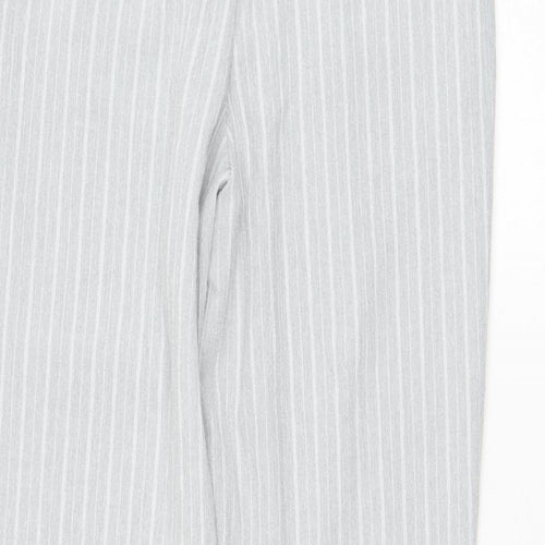 New Look Womens Grey Striped Polyester Carrot Trousers Size 8 L26 in Regular Zip
