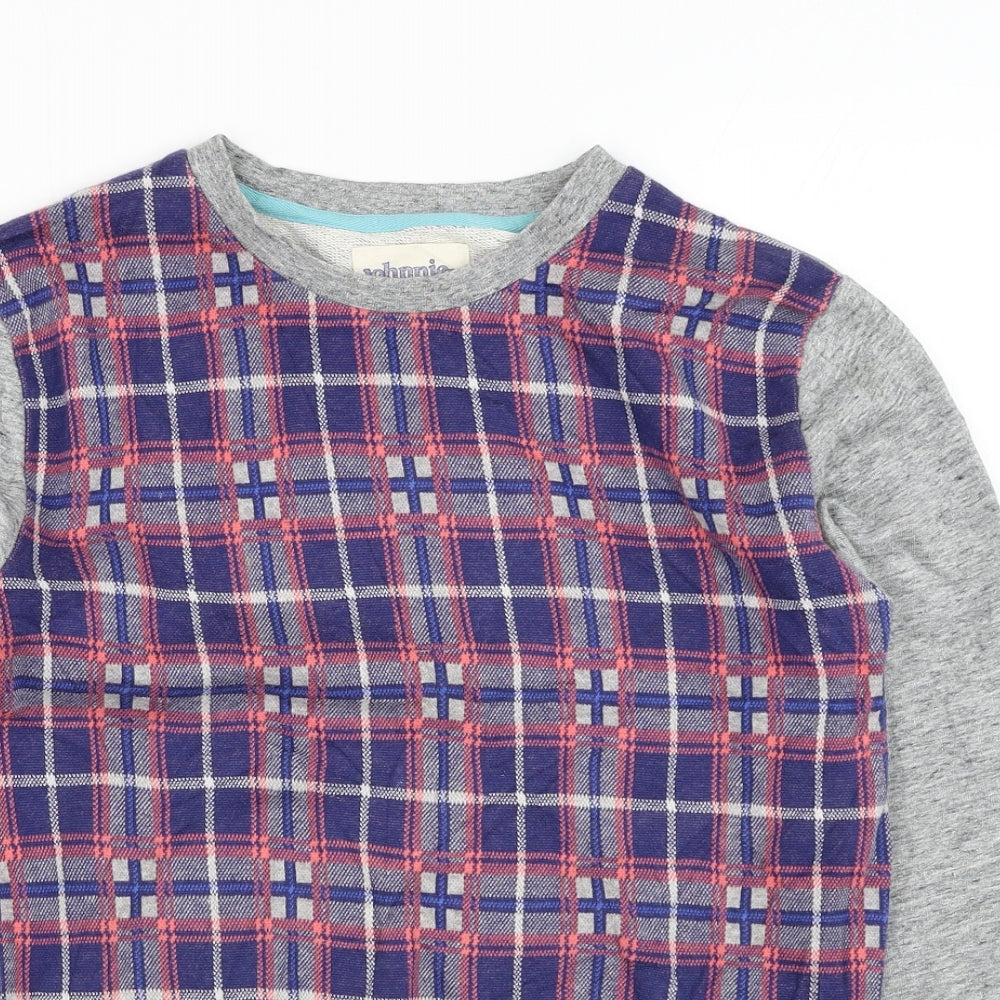 Johnnieb Girls Grey Check Cotton Pullover Sweatshirt Size 11-12 Years  Pullover