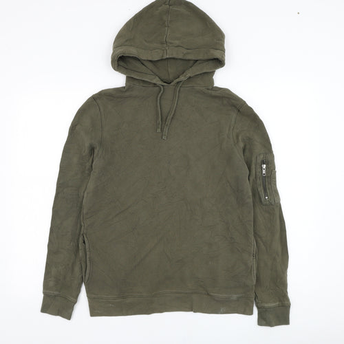 River Island Mens Green  Cotton Pullover Hoodie Size XS