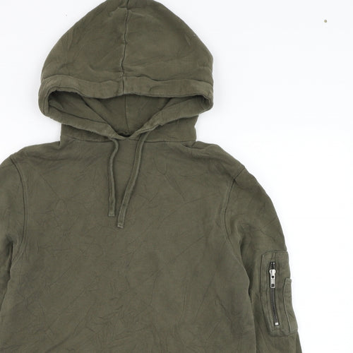River Island Mens Green  Cotton Pullover Hoodie Size XS