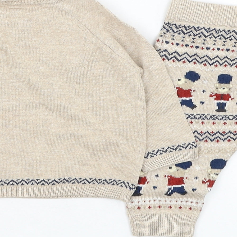 NEXT Boys Brown  Cotton Trousers Outfit/Set Size 3-6 Months  Pullover - Bear