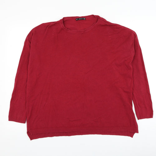 Zara Mens Red Round Neck  Polyester Pullover Jumper Size M