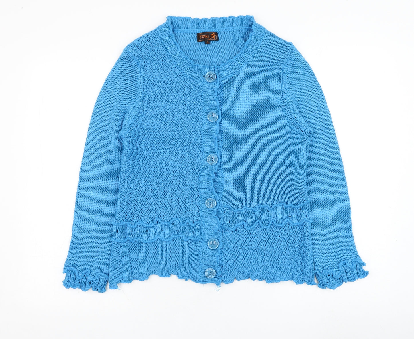 Tivoli  Womens Blue Round Neck  Polyester Cardigan Jumper Size S