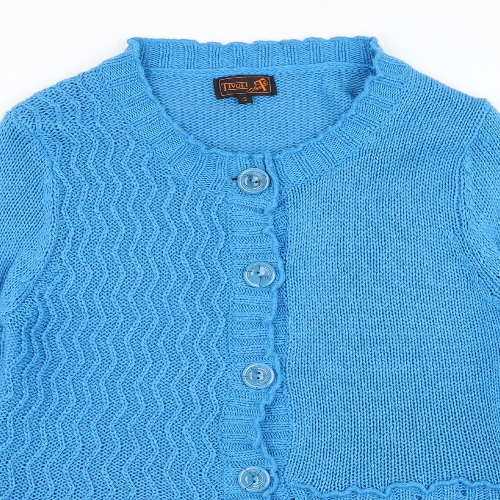Tivoli  Womens Blue Round Neck  Polyester Cardigan Jumper Size S