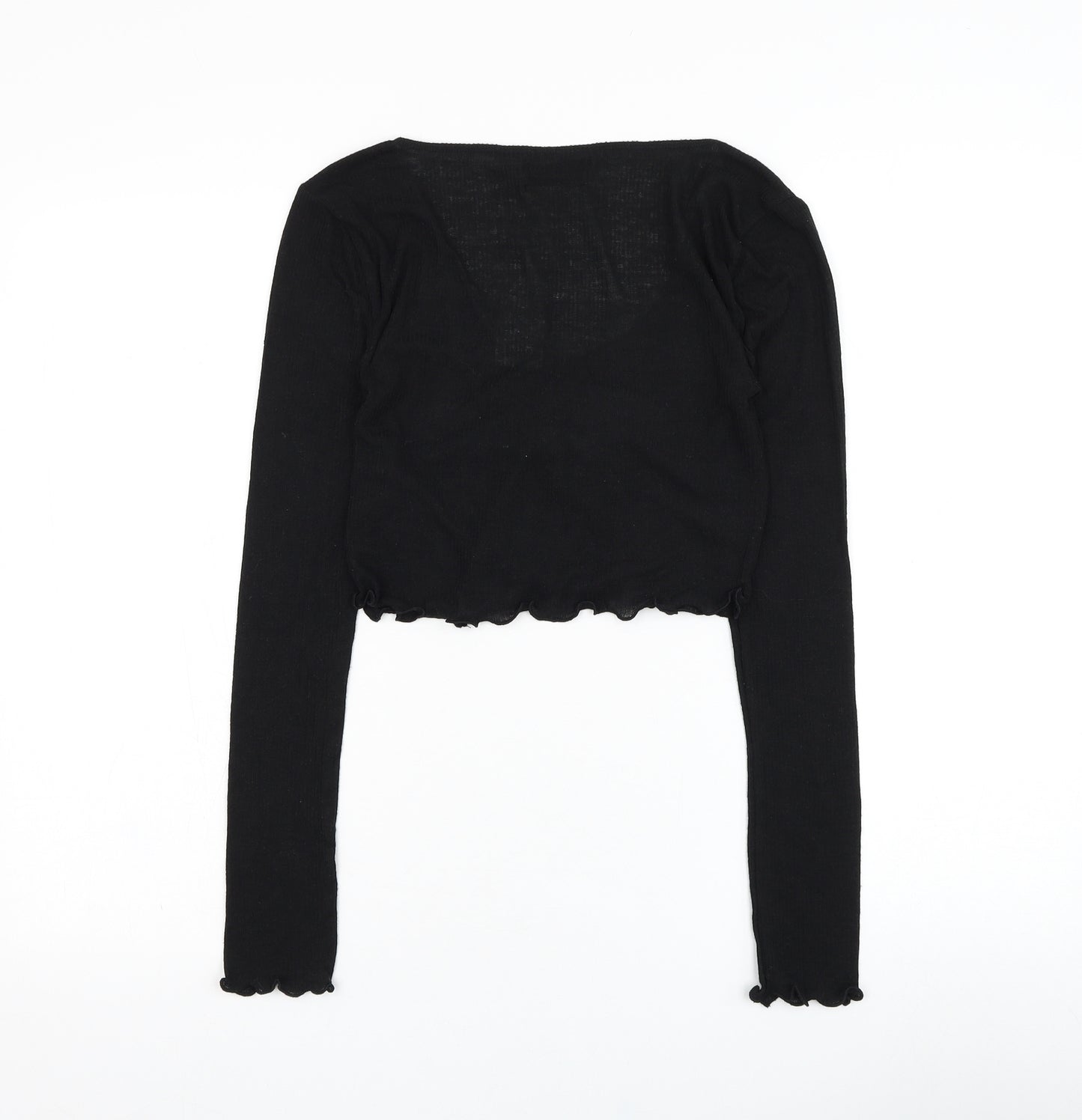Urban Outfitters Womens Black  Polyester Cropped Blouse Size M V-Neck