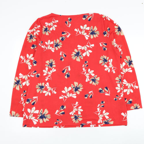 Love Leisure Womens Red Round Neck Floral Polyester  Jumper Size 18