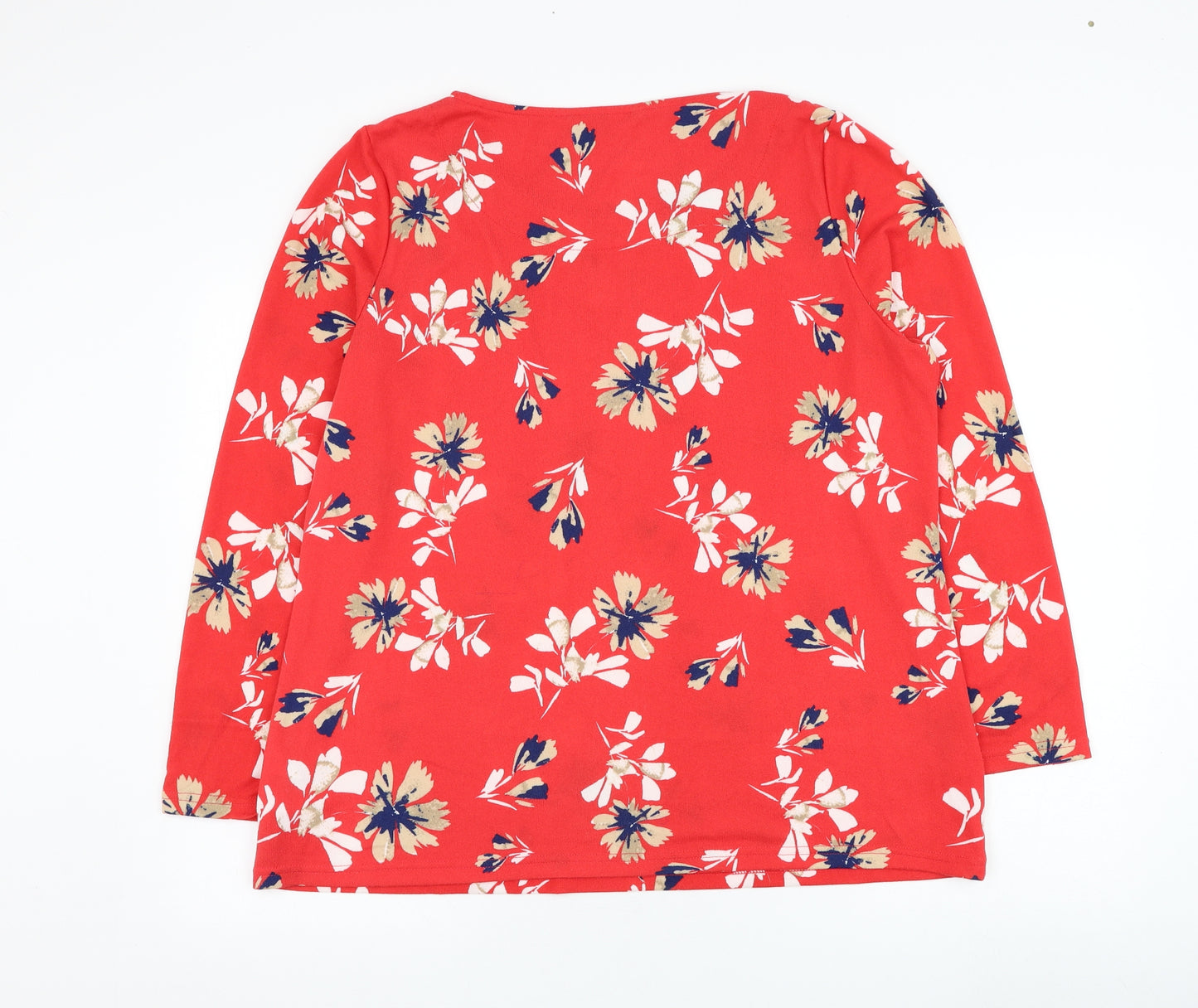 Love Leisure Womens Red Round Neck Floral Polyester  Jumper Size 18
