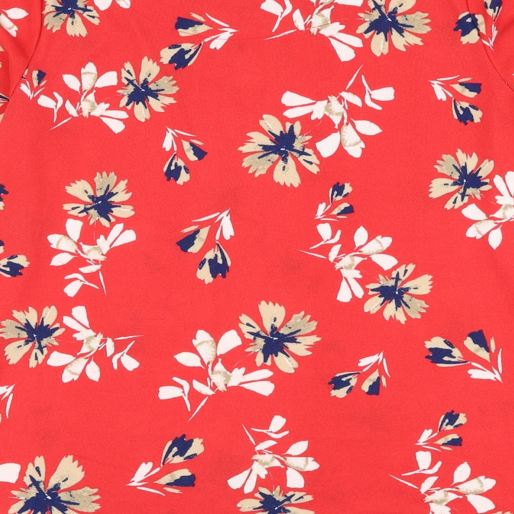 Love Leisure Womens Red Round Neck Floral Polyester  Jumper Size 18