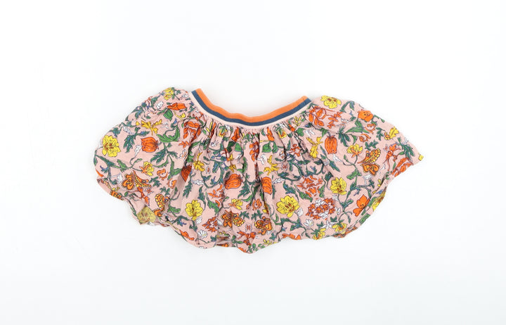 NEXT Girls Pink Floral Viscose Skater Skirt Size 9-12 Months  Pull On