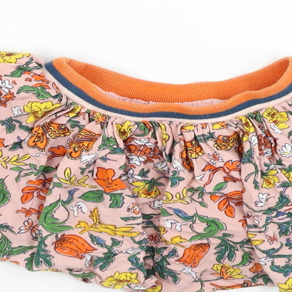NEXT Girls Pink Floral Viscose Skater Skirt Size 9-12 Months  Pull On
