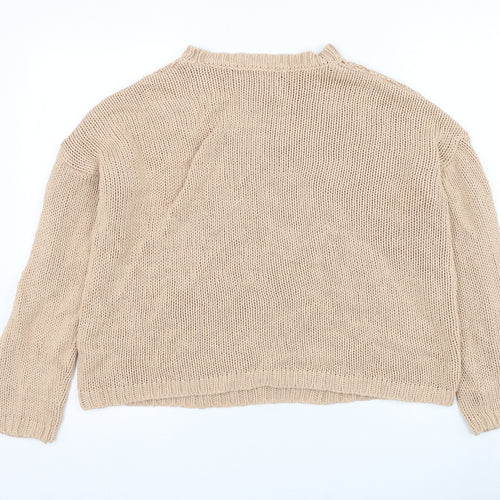 Primark Womens Beige Round Neck  Acrylic Pullover Jumper Size 10