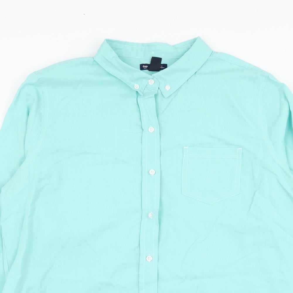 Gap Mens Blue  Cotton  Dress Shirt Size L Collared Button
