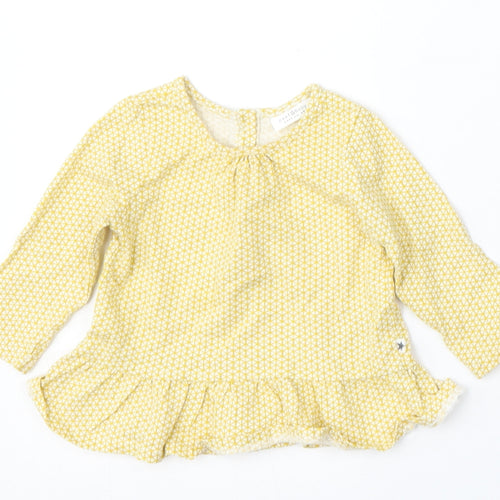 NEXT Girls Yellow Geometric Cotton Skater Dress  Size 3-6 Months  Round Neck