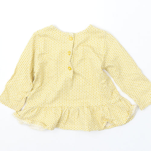 NEXT Girls Yellow Geometric Cotton Skater Dress  Size 3-6 Months  Round Neck