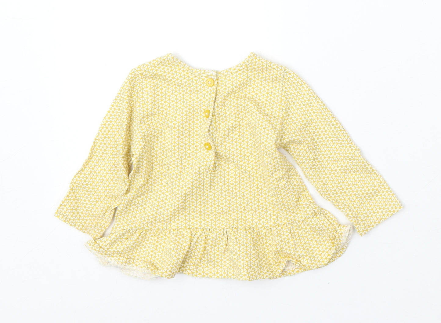 NEXT Girls Yellow Geometric Cotton Skater Dress  Size 3-6 Months  Round Neck