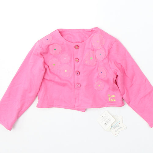 tuc tuc Girls Pink  Cotton Cardigan Jumper Size 6-9 Months