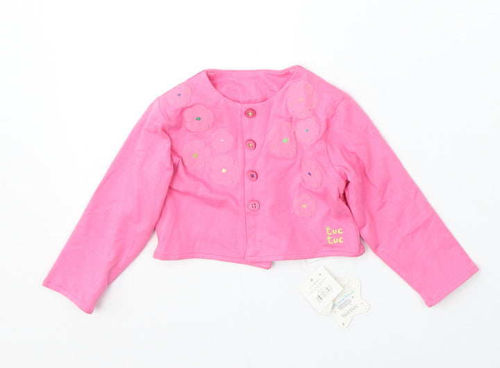 tuc tuc Girls Pink  Cotton Cardigan Jumper Size 6-9 Months
