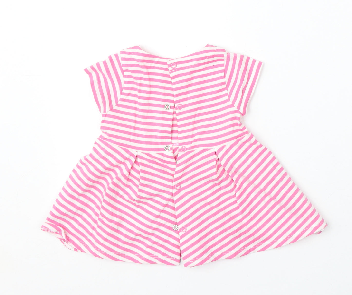 tuc tuc Girls Pink Striped Cotton Skater Dress  Size 6-9 Months  Round Neck