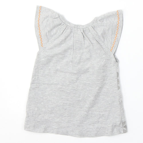 TucTuc Girls Grey  Cotton Basic T-Shirt Size 2 Years Round Neck
