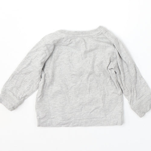 NEXT Boys Grey  Cotton Basic T-Shirt Size 9-12 Months Round Neck