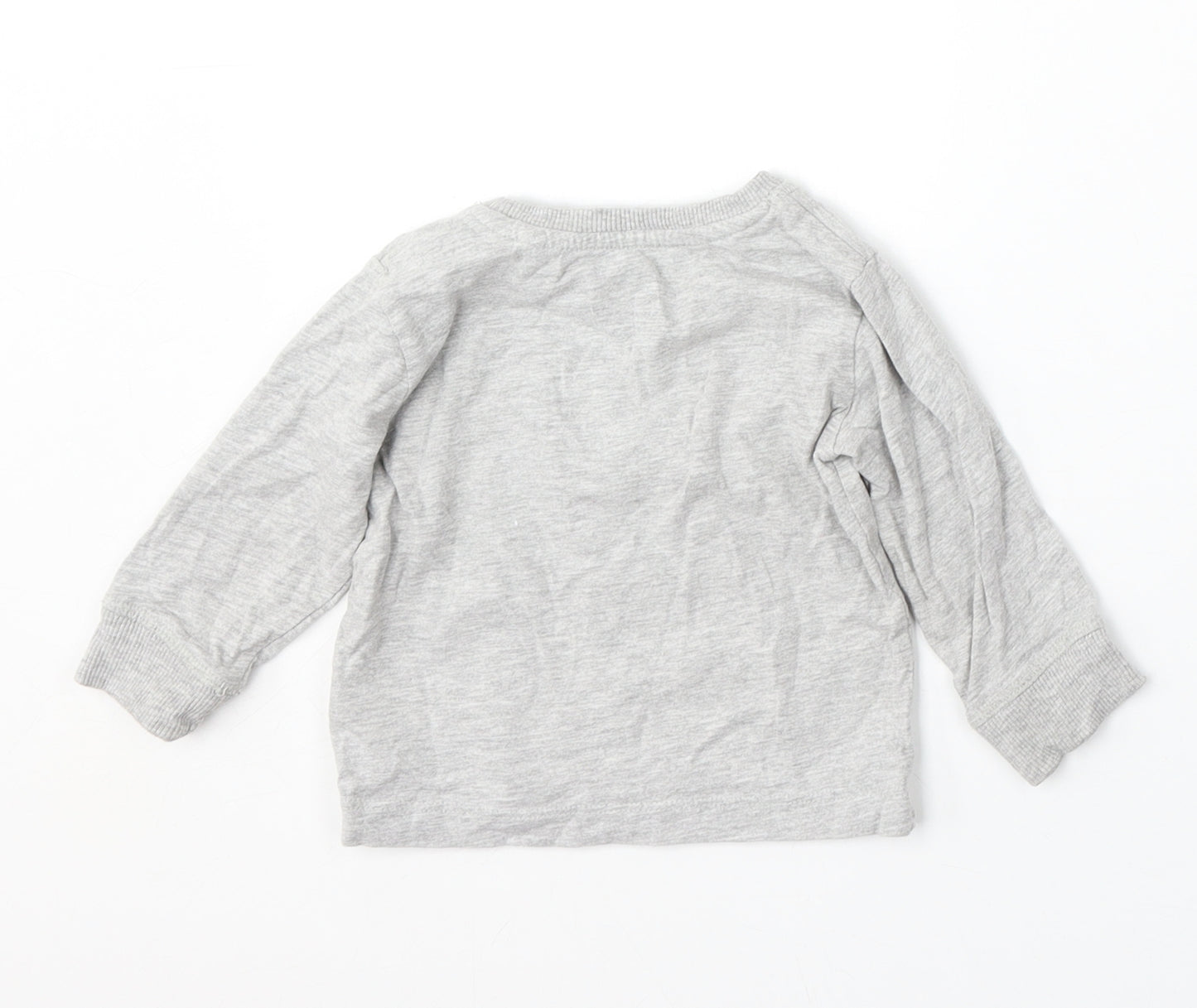 NEXT Boys Grey  Cotton Basic T-Shirt Size 9-12 Months Round Neck