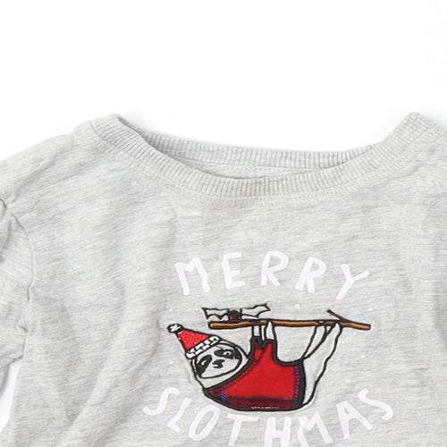 NEXT Boys Grey  Cotton Basic T-Shirt Size 9-12 Months Round Neck