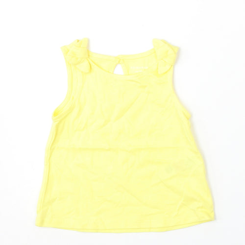 Primark Girls Yellow  Cotton Basic Tank Size 6-9 Months Round Neck