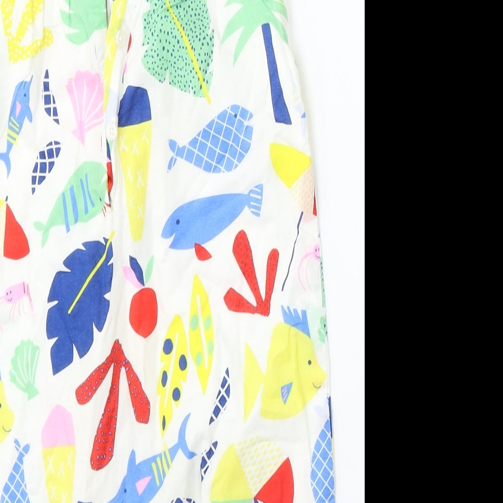 Marks and Spencer Girls White Floral Cotton Dungaree One-Piece Size 6-9 Months