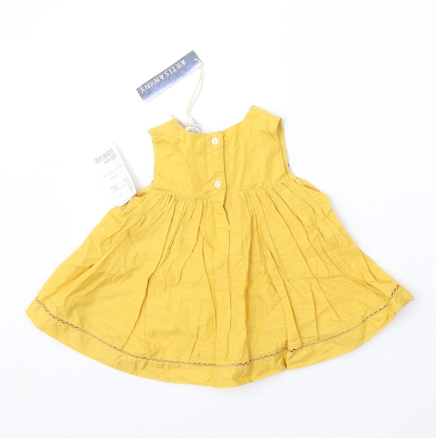 Artisan NY Girls Yellow  Cotton Skater Dress  Size 12 Months  Round Neck