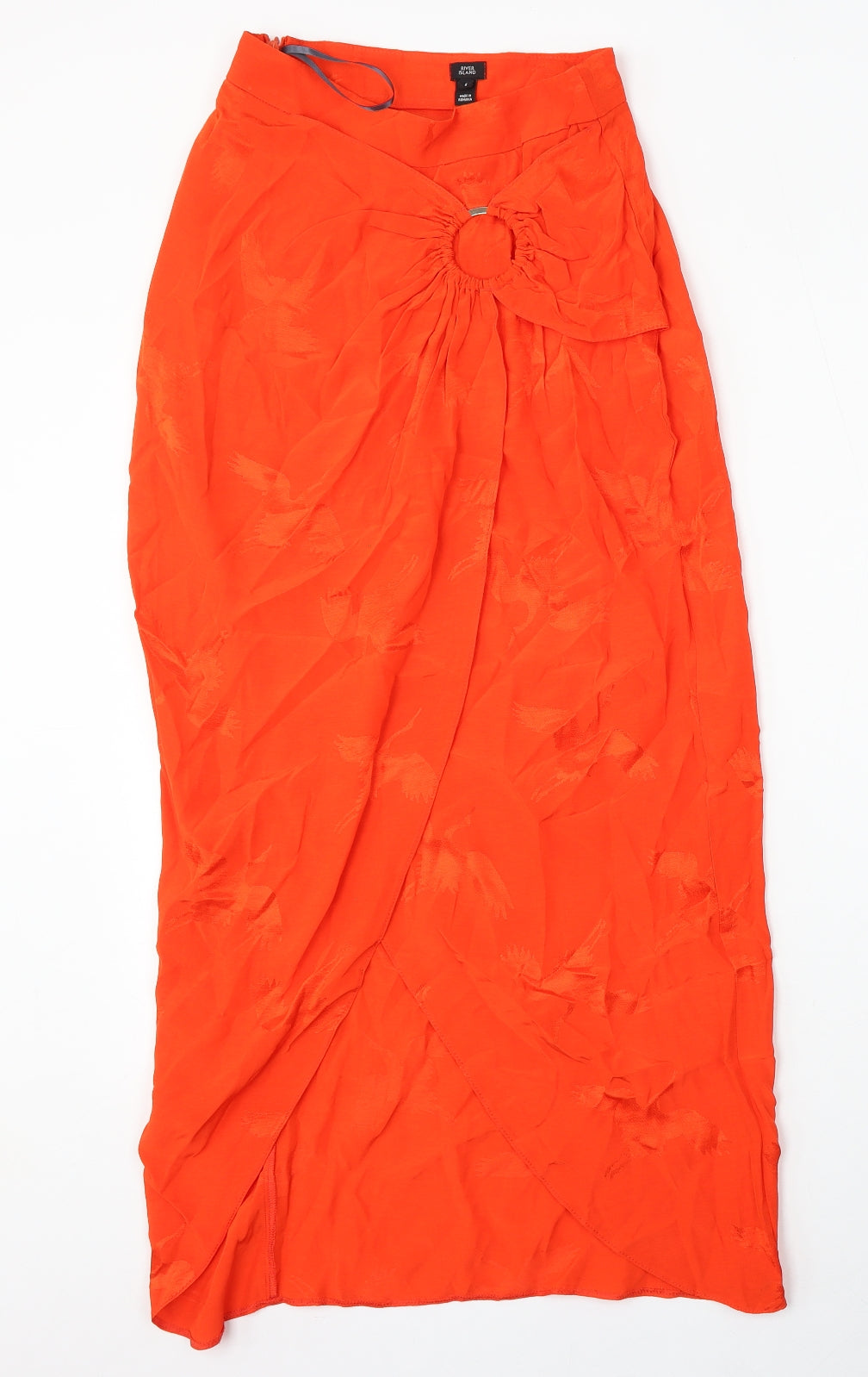 River Island Womens Orange  Viscose Straight & Pencil Skirt Size 6