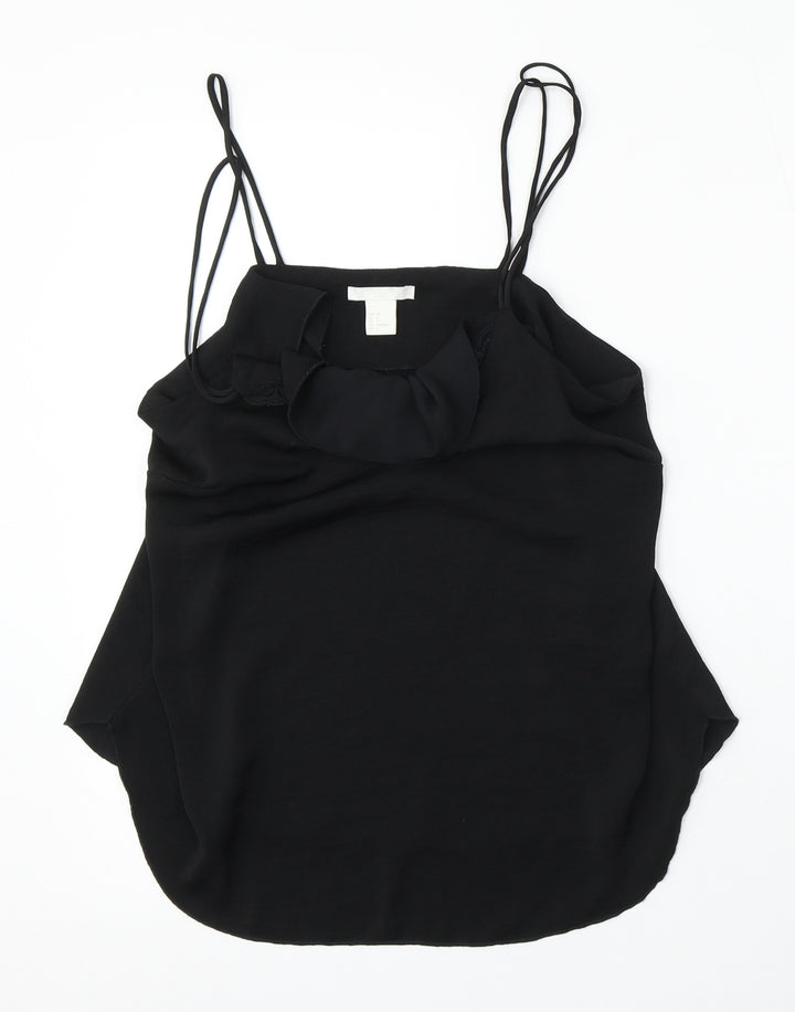 H&M Womens Black Polyester Basic Tank Size 6 Round Neck