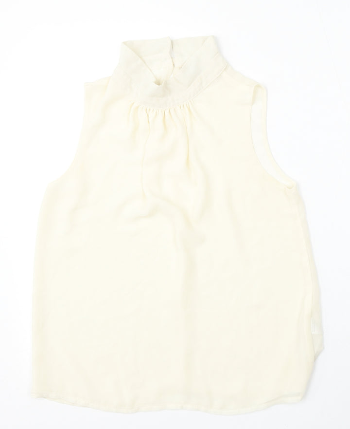 New Look Womens Beige Polyester Basic Tank Size 10 Round Neck